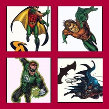 LOT OF 4 SUPERHERO TATTOOS BATMAN ROBIN GREEN LANTERN AQUAMAN FOR BOYS DC COMICS