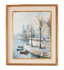 Lucien Delarue French Original Painting Oil Canvas Signed Paris Notre Dame