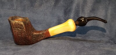 Bari Wiking 7098 Blasted Bent Paneled Freehand W/Horn Mount Tobacco Pipe Denmark