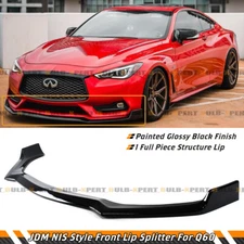 FOR 2017-22 INFINITI Q60 V2 GLOSSY BLACK FULL SIZE 1PC FRONT BUMPER LIP SPLITTER