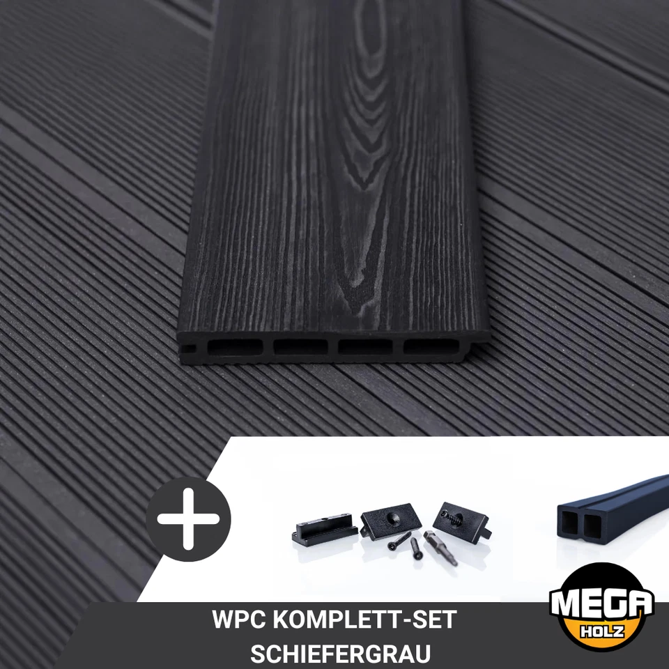 WPC Terrassendielen Hohlkammer Schiefergrau Premium Holzstruktur 2,2 - 22 m²,Set - Bild 2 von 4