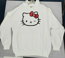 Hello Kitty Sweatshirt Hooded Pullover By Sanrio White Sz XL NWT