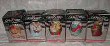Lot 5 Jasco Caring Critter Chimers Porcelain Bell Christmas Ornaments Worn Boxes
