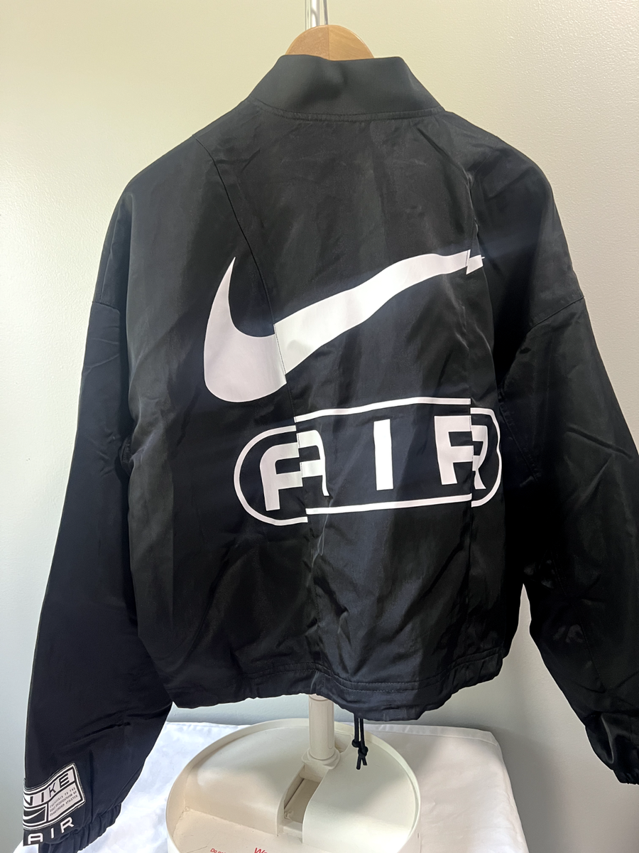Nike Air Women's Oversized Woven Bomber Jacket Black Small FN1908