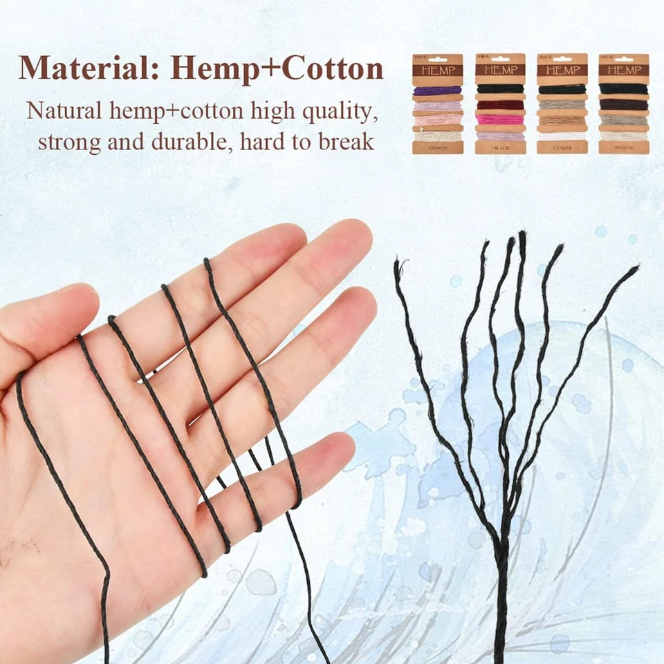 Cuerda de cuerda de cáñamo 32 colores 160 yardas para hacer joyas, cuerda de lino multicolor Foto 3 de 4