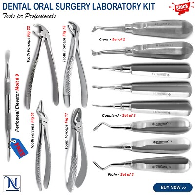 13Pcs Dental Root Elevators Oral Surgery Luxating Tooth loosening Extracting Set