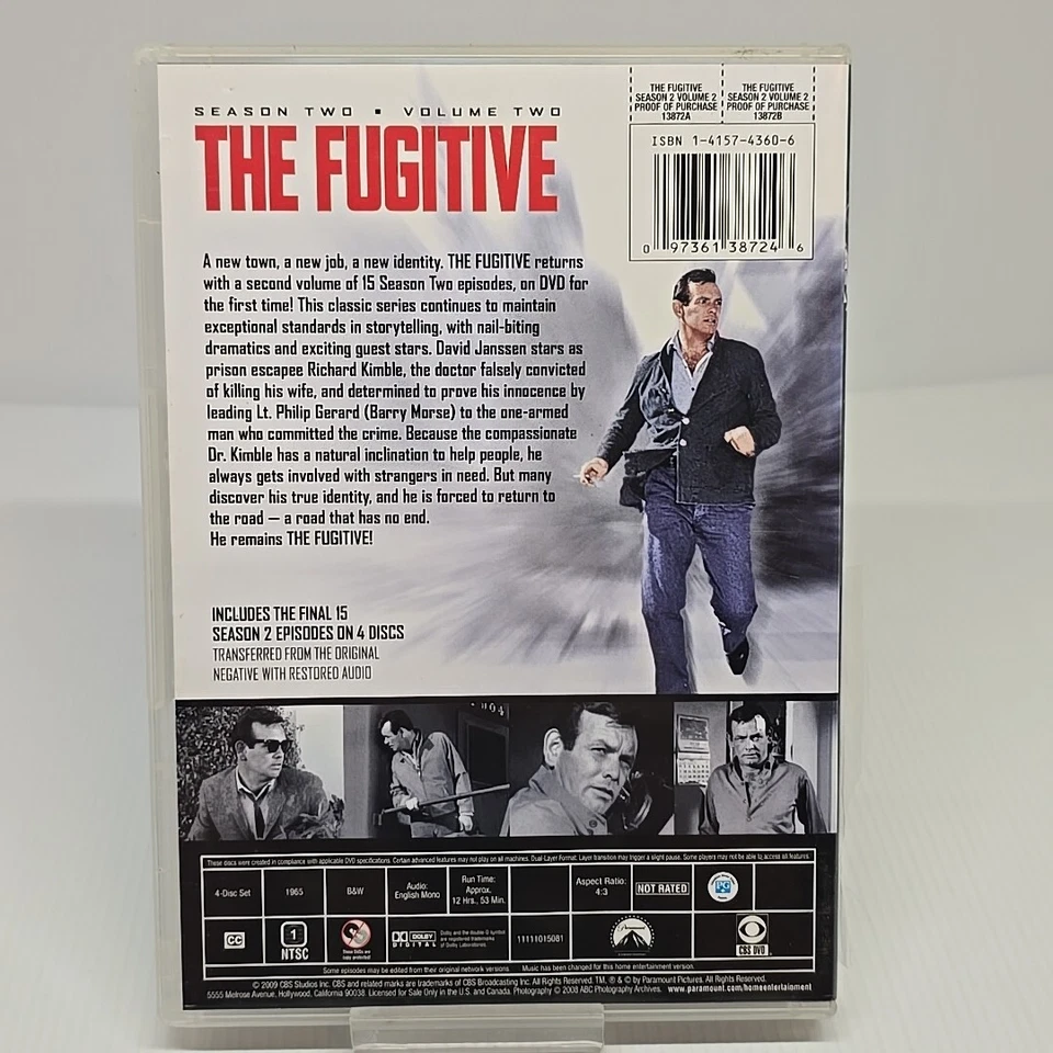 Fugitive: Season Two Volume 2 DVD David Janssen Barry Morse Region 1 - Image 2 of 2