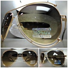 Mens Women CLASSIC VINTAGE RETRO Old School Style SUN GLASSES Unique Gold Frame