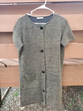 Zara Trafaluc Shift Dress Womens Medium Button Down Pockets Black & Gold