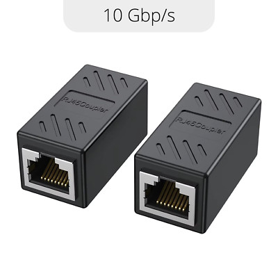 2x RJ45 Koppler Cat6A LAN Verbinder für Verlängerung Modul Kabel Cat6A Cat6 Cat5