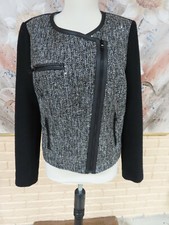 EUC BANANA REPUBLIC MOTO JACKET SIZE 8 ASYMETRICAL FRONT ZIPPER TWEED BOUCLE
