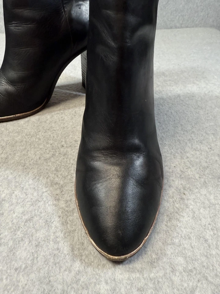 Ted Baker ботинки женский размер 40 черный кожаный каблук ботинок цветочный подкладка - Изображение 4 из 4