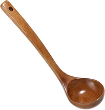 Wooden Ladle, 11" Long Handle Soup Ladle Spoon Large Kitchen Wooden Scoop Deep T