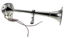 PactradeMarine Boat Auto Stainless Steel Single Trumpet Horn Complete Set 12V