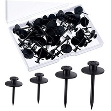 Zhengmy 40 Pcs Double Headed Picture Hangers Nails 4 Size Long Thumb Black