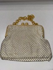 Vintage Whiting Davis Bakelite Ivory Clasp chain Metal Mesh Handbag Clean