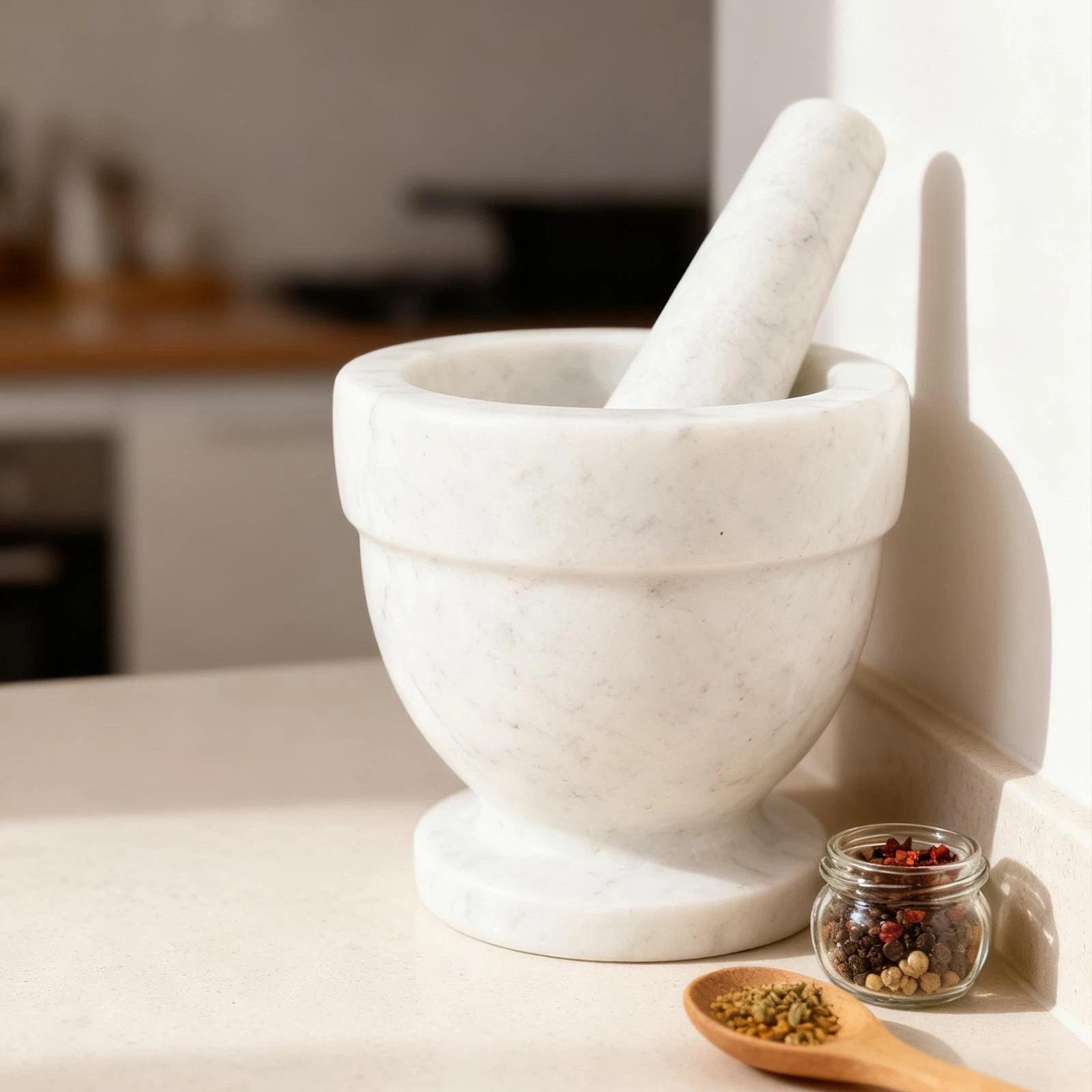 Mortar and Pestle Set Marble Manual Garlic Press for Garlic Seasonings Herbs