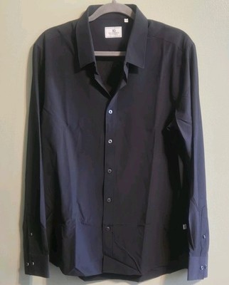 7 Diamonds Button Up Shirt Mens M Navy Blue Rocco 4 Way Stretch Long Sleeve-NWOT