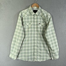 Howler Brothers H Bar B Tech Shirt Mens Large Green Plaid Western Snap Cowboy