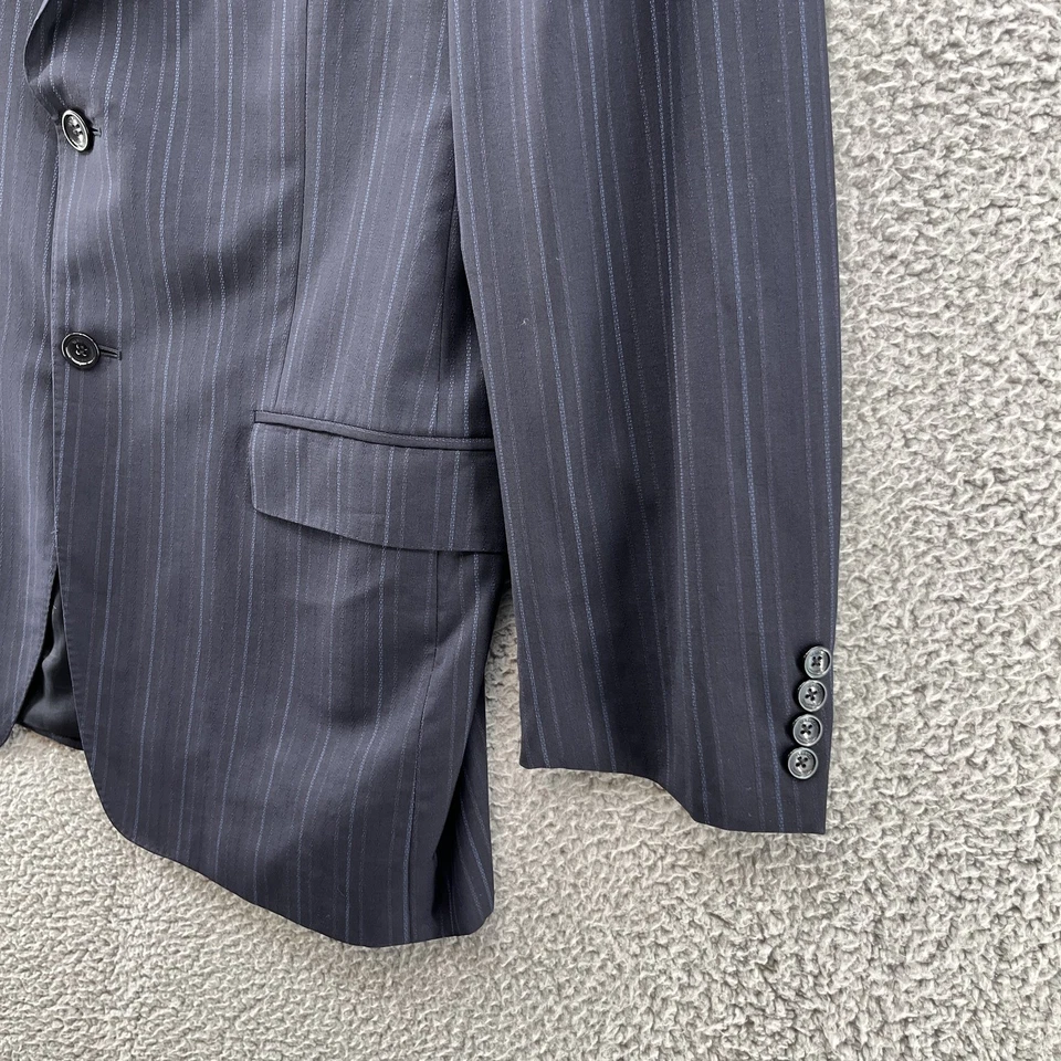 Versace Collection Blazer Mens 44R Blue Wool Pinstripe Italy Suit Coat Jacket - Image 3 of 4