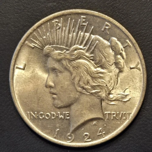 Peace Dollar 1924 P AU + With luster