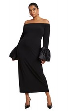 ELOQUII Women's Plus Size Off Shoulder Cuff Detail Maxi Dress