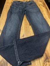 BKE Jake Bootleg Mens Size 30X34 Zip Fly Dark Denim Stretch Blue Jeans