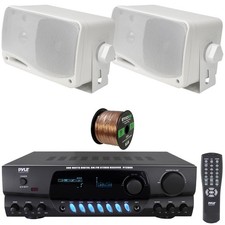Pyle Home Audio Display Receiver, 2x 3.5'' 200W 3-Way Mini Box Speakers, Wire