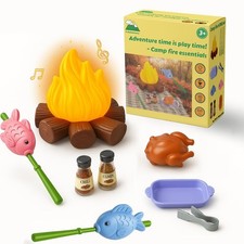 Educational Kids Camping Set: Fake Campfire with Grill Sticks, Pretend Play F...
