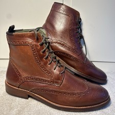 Barbour Belford Mens Brown Leather Wingtip Brogue Lace Up Boots UK 9 MI Portugal