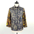 Dries Van Noten Silk Blouse Womens 36 S Multicolor Pattern Silk Satin Shirt Blouse