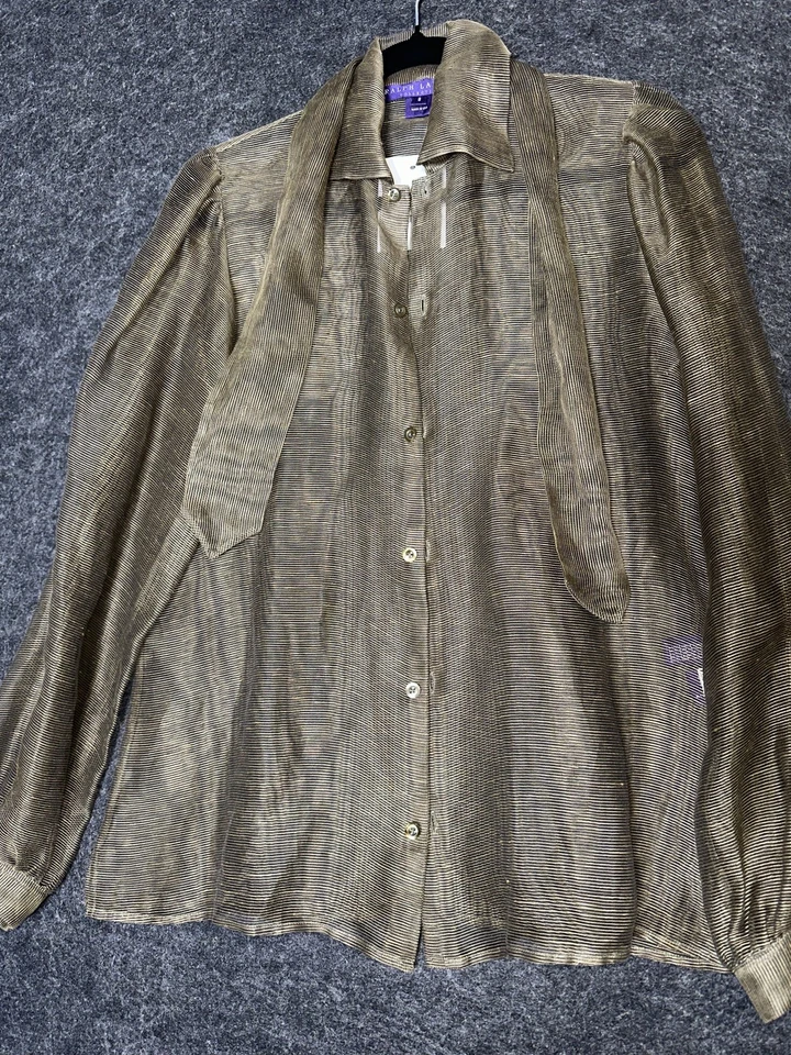 NUEVA BLUSA OLIVA COLECCIÓN ETIQUETA PÚRPURA RALPH LAUREN $1200.00 TALLA 8 Foto 3 de 4