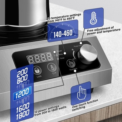 Portable Commercial Induction Cooktop,1800W Induction Burner with Sensor Touch