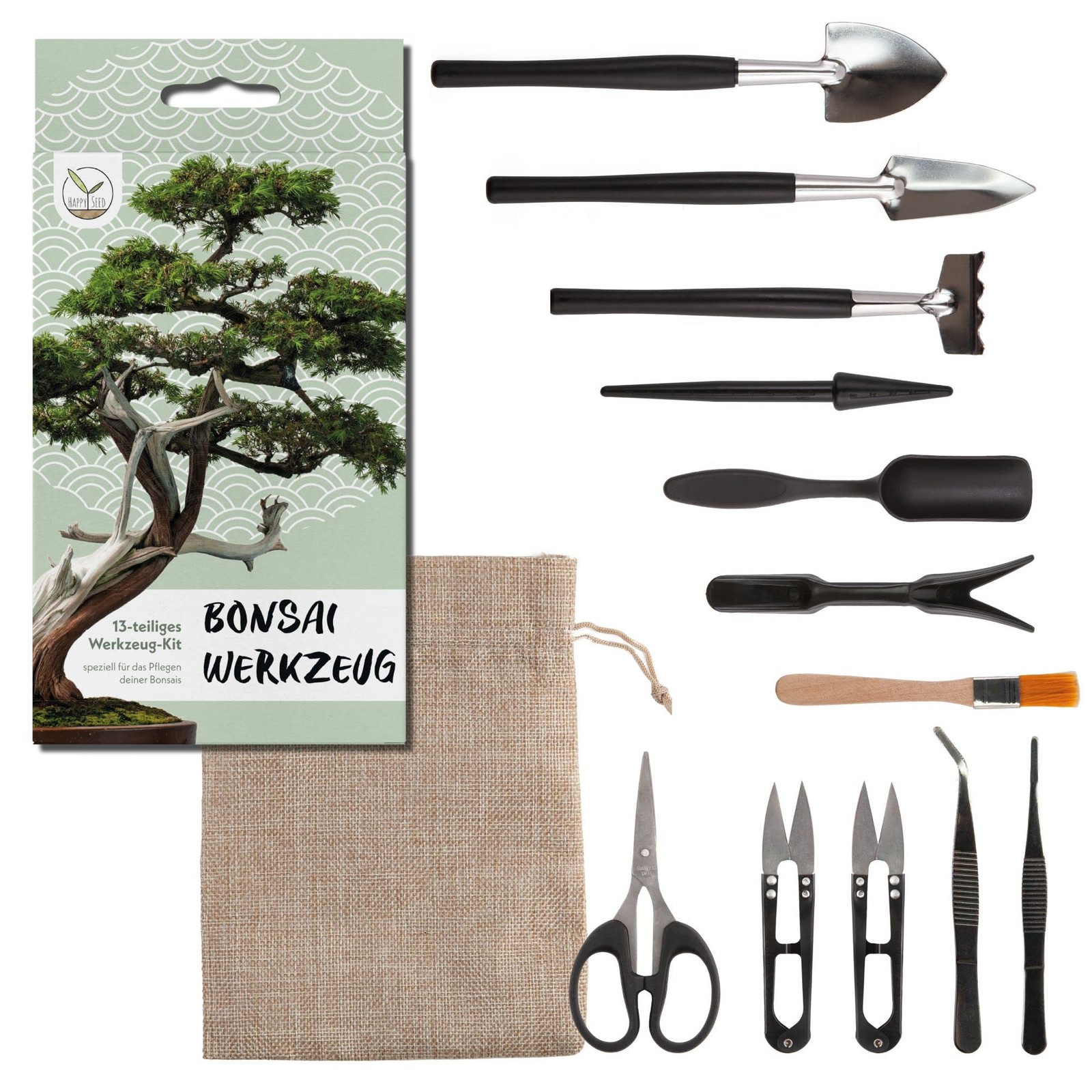 Kit outils bonsai ergonomique avec trousse compartimentée pour entretien méticuleux