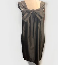 French Connection Metallic Statement Bow Lined Cocktail Party Dress Size 4
