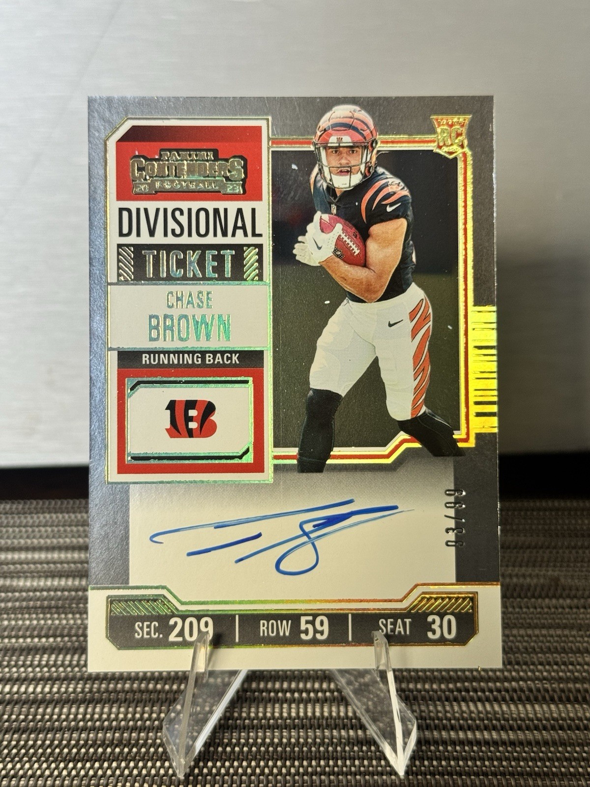 2023 Panini Contenders Chase Brown Rookie Auto Divisional Ticket /99 #105