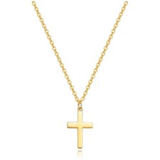 Dainty 14K Gold Plated Cross Necklace for Women - Adjustable Elegant Pendant