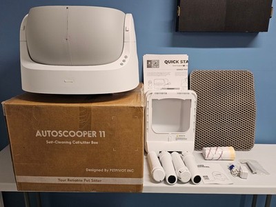 PetPivot AutoScooper 11 Automatic Self-Cleaning Cat Litter Box - White & Grey