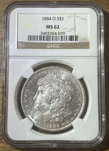 1884-O Morgan Silver Dollar, NGC MS-62, New Orleans Mint