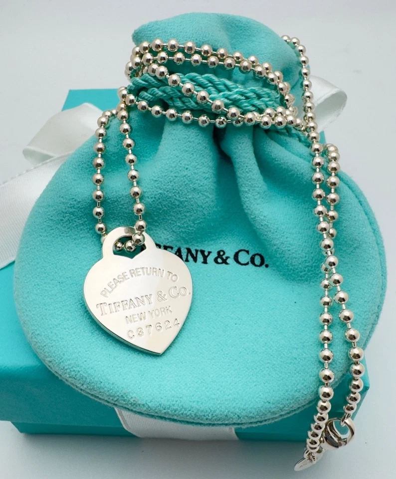 Tiffany & Co Return to Tiffany Heart Charm on Bead Chain Necklace Sterling 925 - Image 4 of 4