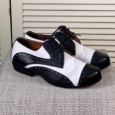 Del Mago 2.0 Women s Ballroom Shoe Black White Brogue Leather Wingtips Size 7
