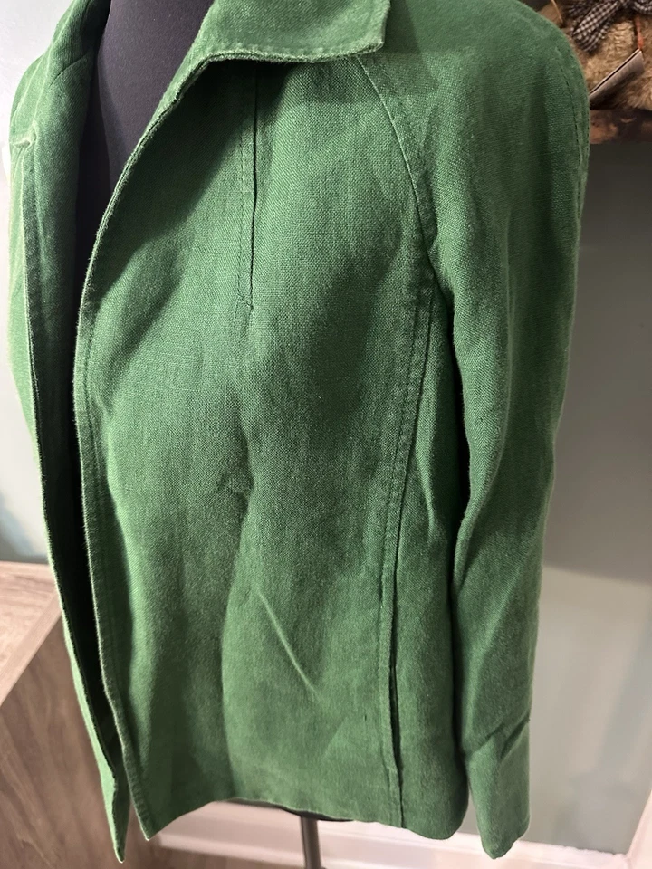 Talbots Classic Holiday Green Pure Linen Blazer Size SP - Image 4 of 4