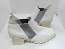 ARCHE Women's LYMARI ANKLE BOOTS White Leather Stretch Heeled Size 38