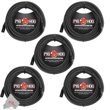 Pig Hog 8mm XLR Microphone Cable Male to Female 30 Ft Premium Mic Cable x5