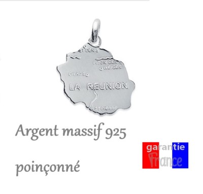 Pendentif Carte De La Réunion En Argent 925 - Collier Ou Pendentif Seul, Avec écrin - Neuf