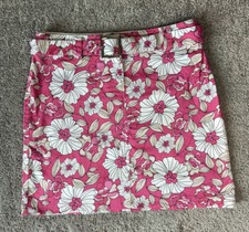 herman geist Floral Skirt Mini Belted. Pink And White Size 8