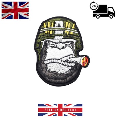 BIKER AUFNÄHER - LUSTIG - Rauchender Gorilla - NEU - BÜGELN/NÄHEN