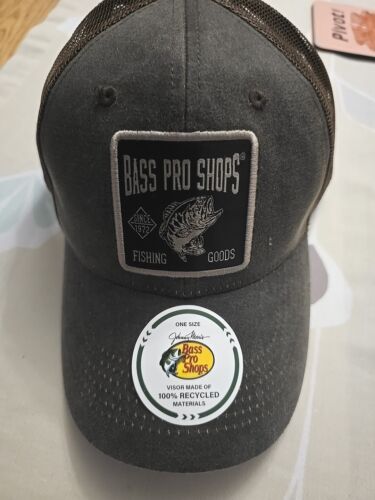 Authentic Bass Pro Shops Hat Fishing Trucker Mesh Cap Brown - Fabric Logo - New - Afbeelding 1 van 5