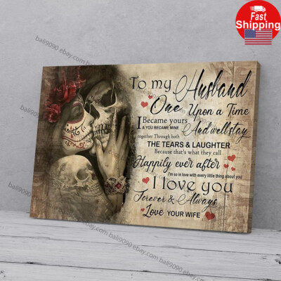 To My Husband tattoo Skull Couples wife Horizontal Matte Poster Wall Art