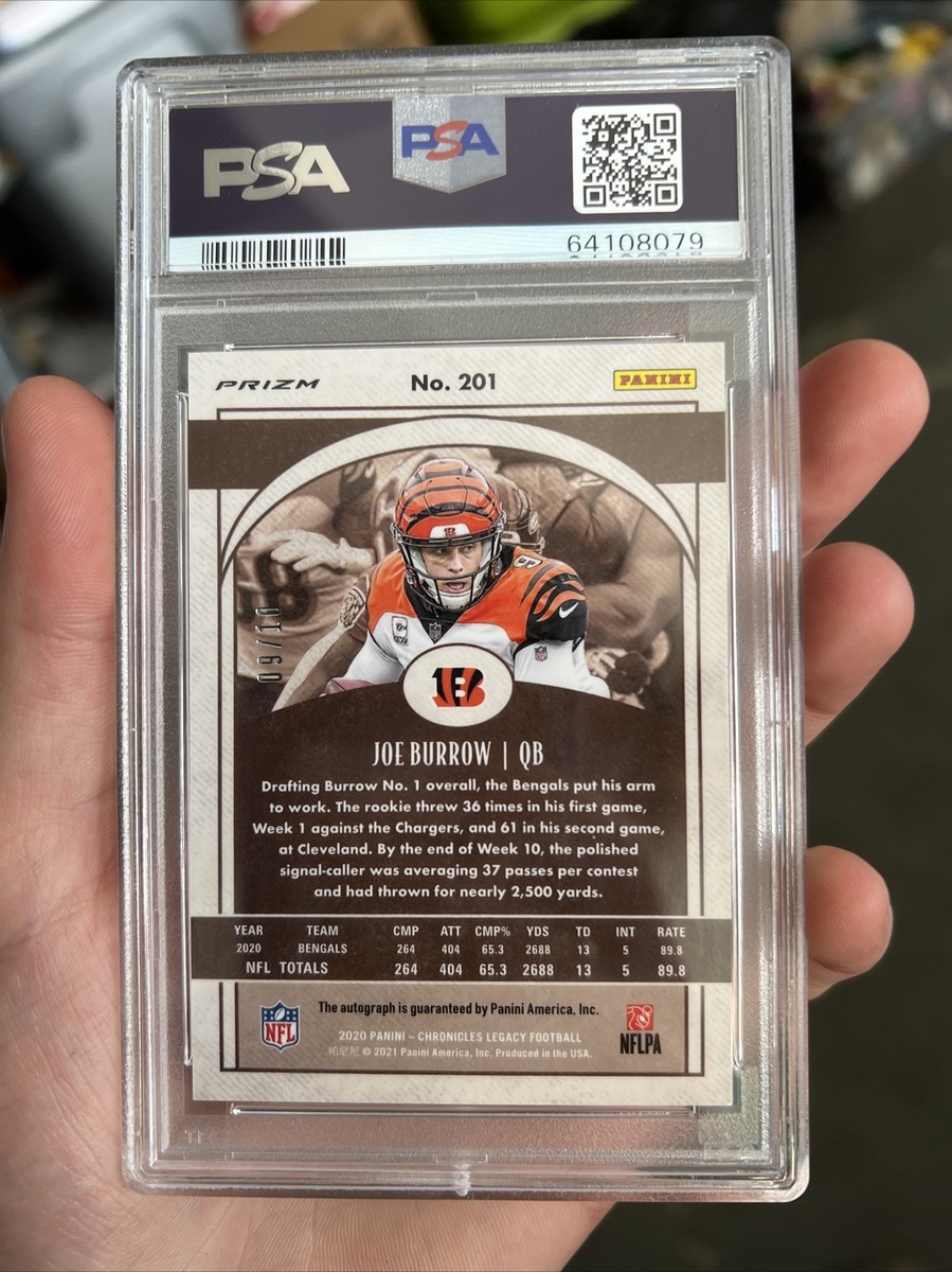 2020 PANINI CHRONICLES JOE BURROW LEGACY BLUE PRIZM AUTO RC